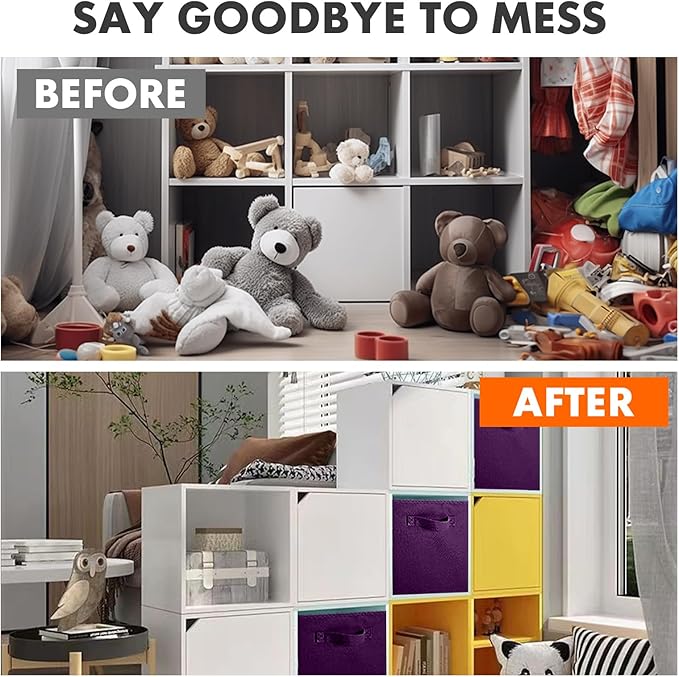 ShellKingdom Storage Bins, Foldable Fabric Storage Cubes And Cloth Storage Organizer Drawer For Closet And Toys Storage, 2 Pack (Purple)