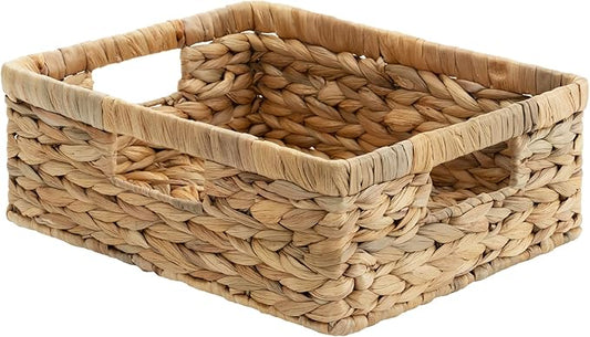 StorageWorks Pantry Baskets, Wicker Storage Baskets for Organizing, Shelves, Pantry Organizers and Storage, Water Hyacinth, 13"L x 10¼"W x 4 ¾"H