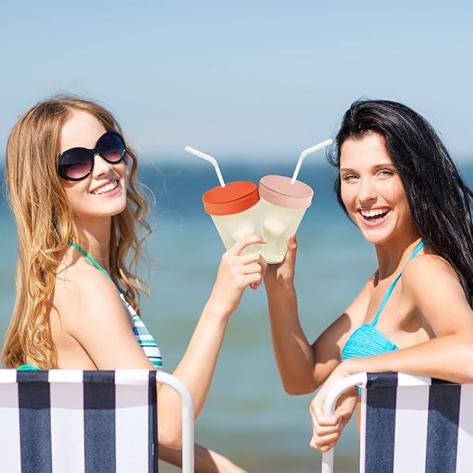 8 PCS Drink Covers for Alcohol Protection Cup Covers for Drinks Silicone Lids Straw Cover 4 Colors, Gifts for Daughters, College Girls and Women