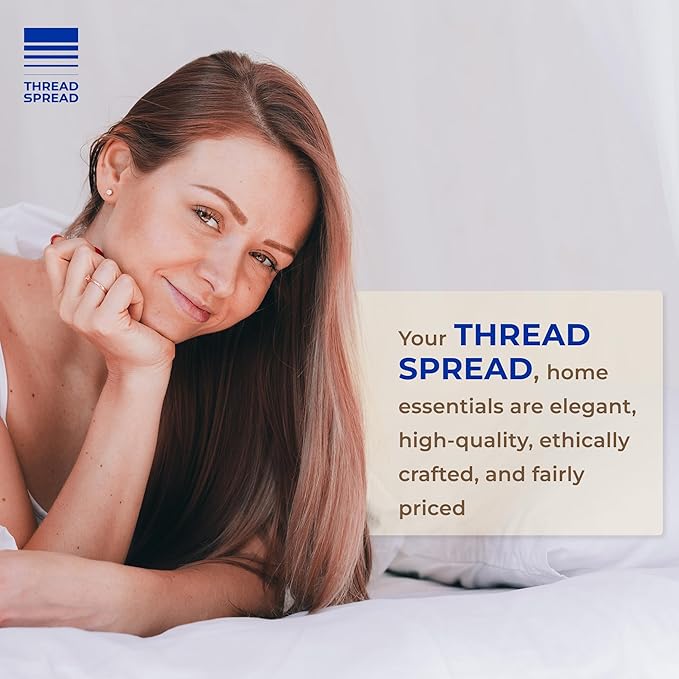 THREAD SPREAD 100% Egyptian Cotton Sheet Set Pack of 2 Full Size - 600 Thread Count White Luxury Sheet Full Size, Soft, Cooling Hotel Luxury Bed Sheets, Fits Mattress Upto 18"