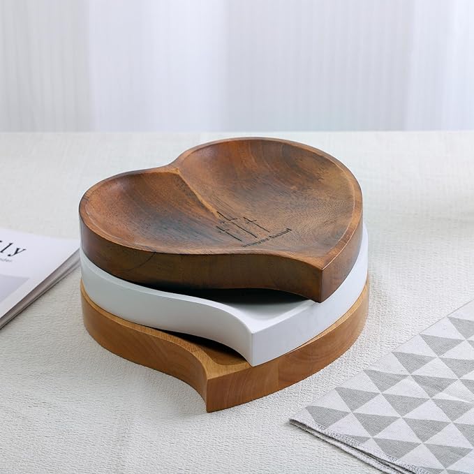 Heart Prayer Bowl Wooden with 24 Prayer Cards, Christian Congregation Religious Prayer Gifts (Retro colors)