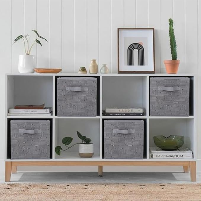 ShellKingdom Storage Bins, Foldable Fabric Storage Cubes and Cloth Storage Organizer Drawer for Closet and Toys Storage, 2 Pack (Dark Gray with Black Stripe)