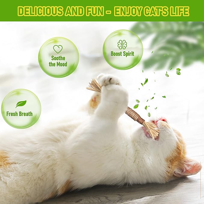 GBSYU 3 Pack Silvervine Cat Toy, Silvervines Sticks Cat Toys for Indoor Cats, Cat & Kitten Chew Toys for Aggressive Chewers, Cat Dental Toy for Kitten Teeth Cleaning, Matatabi Silvervine for Cats