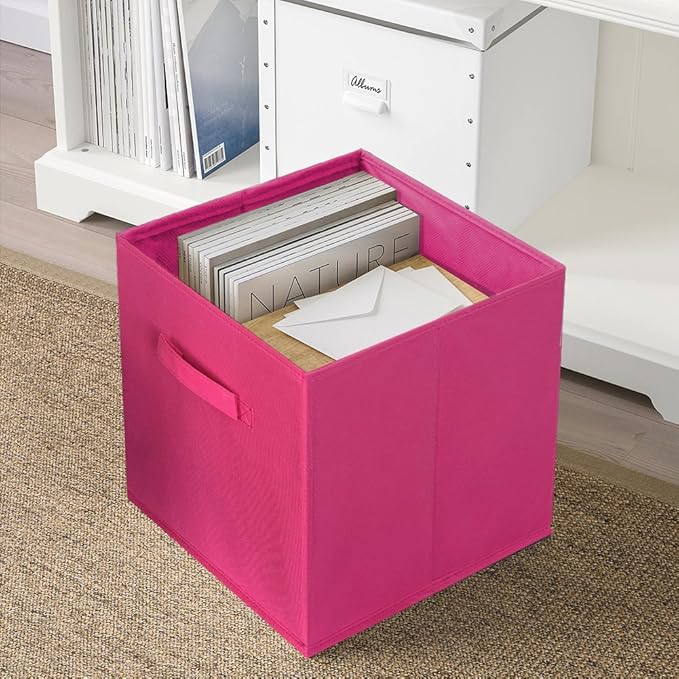 ShellKingdom Storage Bins, Foldable Fabric Storage Cubes And Cloth Organizer Drawer For Closet And Toys, 2 Pack (Fuchsia)