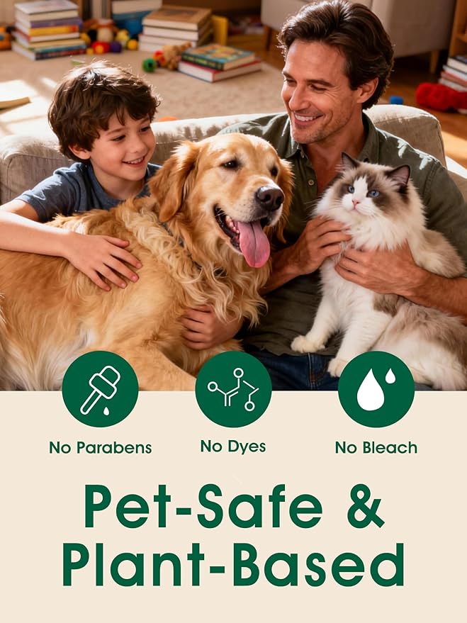 4-in-1 Pet Hair Remover & Odor Neutralizer Spray, Anti Static Wrinkle Release, Plant Based Enzymes, Safe for Pets, Fabrics & Furniture, Refresh Pine Nut Scent, 6.76 fl oz, 2 Travel Pack