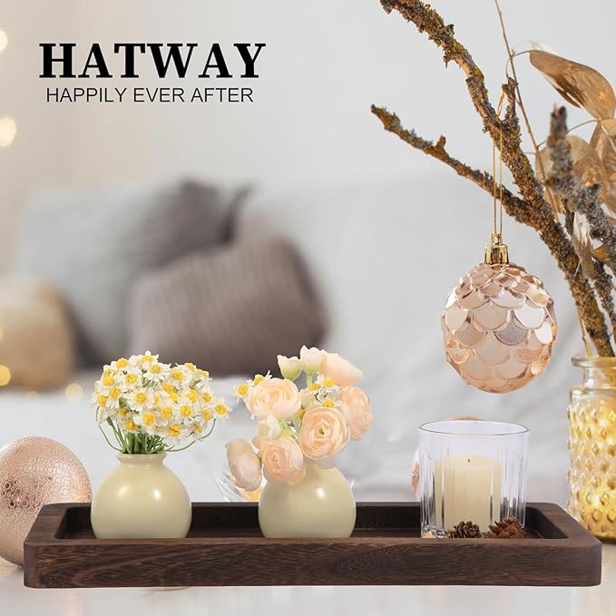 Wooden Decorative Tray Candle Holder Long Wood Tray Home Decor,Centerpieces Plates for Table centerpieces for CoffeeTable,Christmas Decor