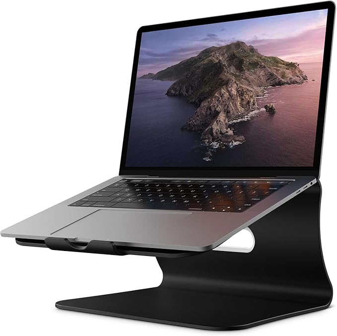 Laptop Stand, Aluminum Notebook Holder Riser Heat-Vent for MacBook Air/Pro, Dell, HP, Lenovo, Microsoft Surface, Samsung 11-16 inches Notebook (Black)