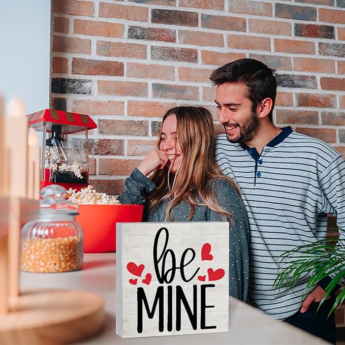 Be Mine Valentine Decorations for Home Valentines Decor Valentine Theme Signs Valentines Day Table Decor Anniversary Wedding Gifts Valentine Gifts for Her Him 5 x 5 inches