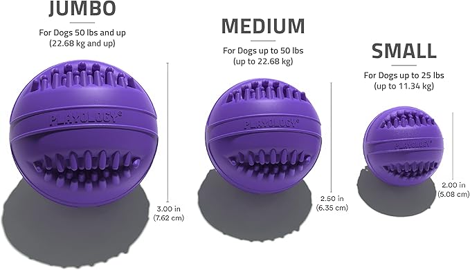 Playology Dog Toys | Dental Chew Ball Gentle on Gums | Medium Pork Sausage Scented Toy - Easy to Clean and Made from Non Toxic Materials