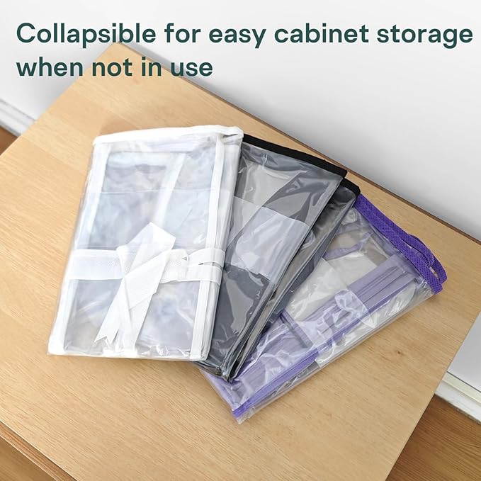 5PACK Clear Zippered Storage Bags for Clothes, 22L Closet Organizers Bag, and Blanket Storage Bags for Bedding, Linen, Blankets, Comforters, Clothing & Toys (Black)