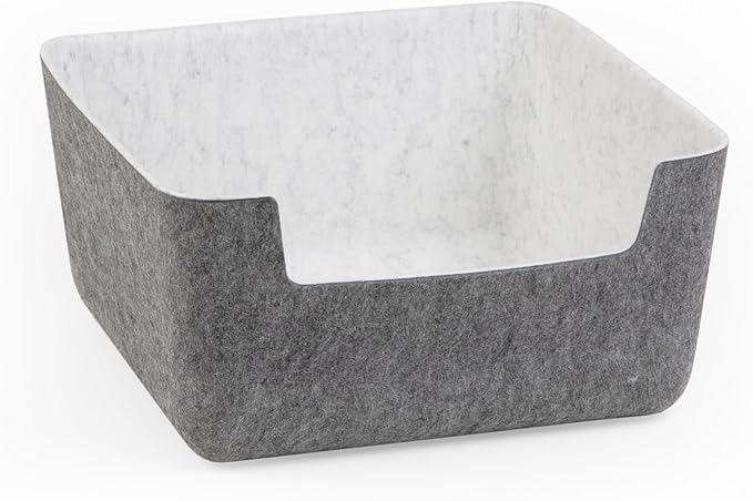 Three by Three Seattle felt·like·it!™ Medium Cubby Storage Bin Set of 2 with Dividers – Eco-Friendly Recycled Felt Bins for Home & Office Organization, Charcoal