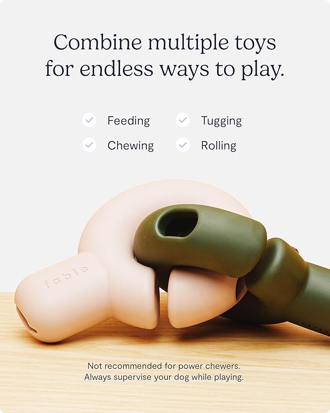 FABLE Falcon Treat Dispensing Dog Toy - Interlocking Design, 2 Cavity Dog Toy Treat Dispenser for Dry Food & Spreads - Interactive & Solo Play - No BPA - Purple