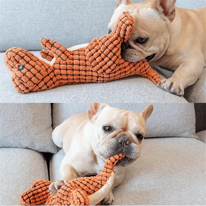 2023 New Indestructible Robust Dino, Durable Interactive Robustdino Dog Toy, Squeaky Dog Toys For Aggressive Chewers, Soft Dog Toys, Unbreakable Stuffed Plush Dog Toy Aggressive Chewers (BROWN)