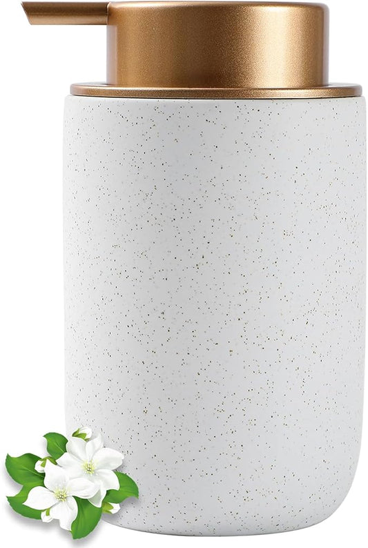 Hand Soap Dispenser for Bathroom Decro, Ceramic Liquid Pump Bottles Refillable Dish Dispenser for Kitchen Farmhouse Colleage Dorm, White