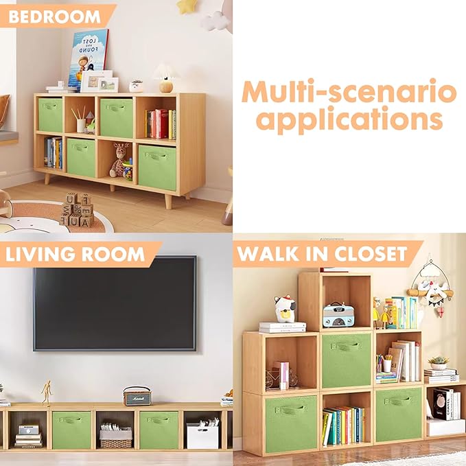 ShellKingdom Storage Bins, Foldable Fabric Storage Cubes And Cloth Storage Organizer Drawer For Closet And Toys Storage, 6 Pack (Green)