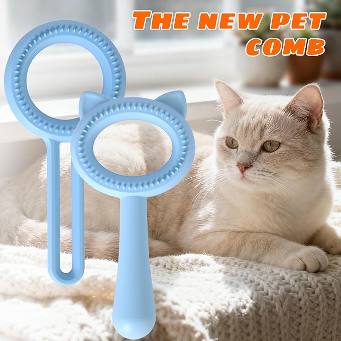 2pcs (blue) Cat Brushes for Indoor Cats Shedding, Brush for Long or Short Haired Cats, Grooming Brush Comb for Kitten Rabbit Massage Removes Loose Fur