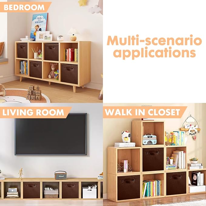 ShellKingdom Foldable Fabric Storage Cubes And Cloth Storage Organizer Drawer For Closet And Toys, 2 Pack (Chocolate)