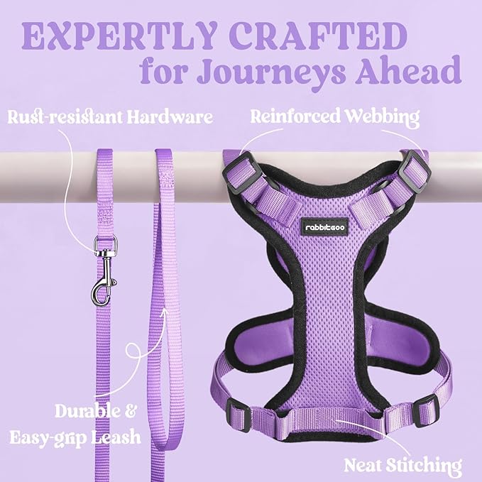 rabbitgoo Cat Harness and Leash for Walking, Escape Proof Soft Adjustable Vest Harnesses for Cats, Easy Control Breathable Reflective Strips Jacket, Light Purple, XS