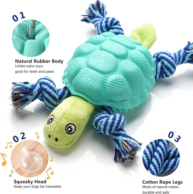 Dental Chew Toys for Aggressive Chewers Large Breed, Tough Dog Toothbrush Toys for Medium Large Dogs Teeth Cleaning (Green(Turtle))