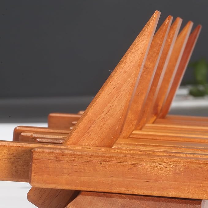 Wooden Coat Rack Wall Mounted Sticks Multi Rack Solid Handmade Natural Cherry Wood Artwork with 5 Flip-Down Unique Modern Hooks for Coats Bag Hat Umbrella