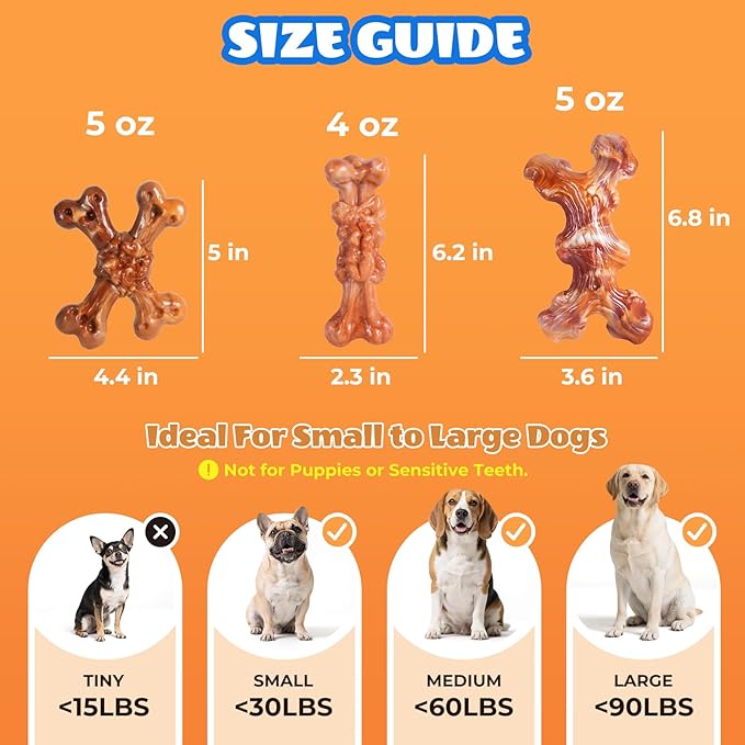 Dog Toys for Aggressive Chewers: Gift Box with 3 Pack Dog Chew Toys, Indestructible Dog Toy for Large Dogs Birthday, Tough Dog Toys to Keep Them Busy, Chew Toys for Dogs, Bacon Flavor