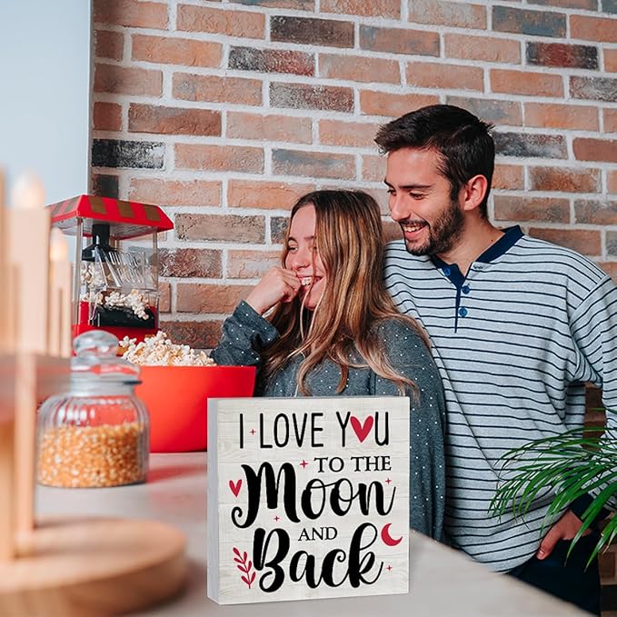 I Love You to the Moon And Back Valentines Decorations for the Home Valentine Theme Decor Valentine Day Gifts for Him Her Valentines Day Table Decor 5 x 5 inches