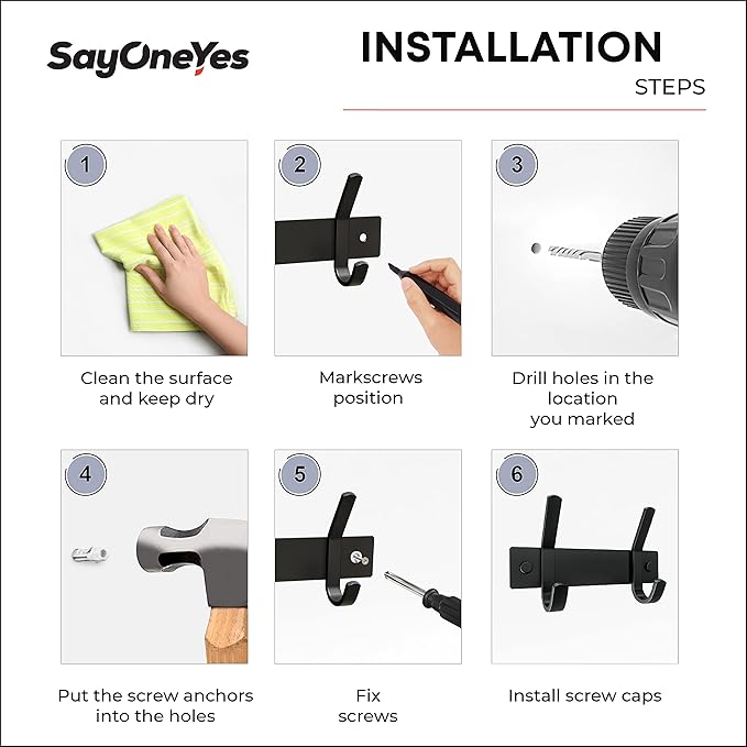 Matte Black Small Coat Rack Wall Mount – 6 Inch Stainless Steel Hook Rail with 2 Double Coat Hooks – Wall Mounted Entryway Organizer for Coats, Hats, Bags, Towels, Robes, Closet or Bathroom