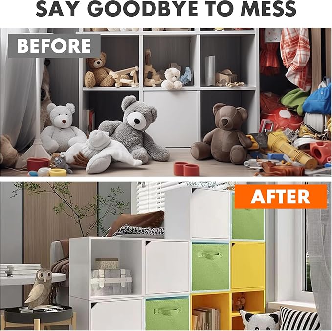 ShellKingdom Storage Bins, Foldable Fabric Storage Cubes And Cloth Storage Organizer Drawer For Closet And Toys Storage, 6 Pack (Green)