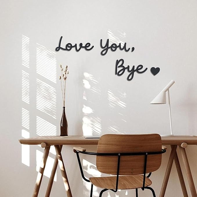 2 Pcs Love You Bye Wood Sign Above Door, Wooden Decor Sign for Home,Windows and Walls Art Decor (Black, Medium size)