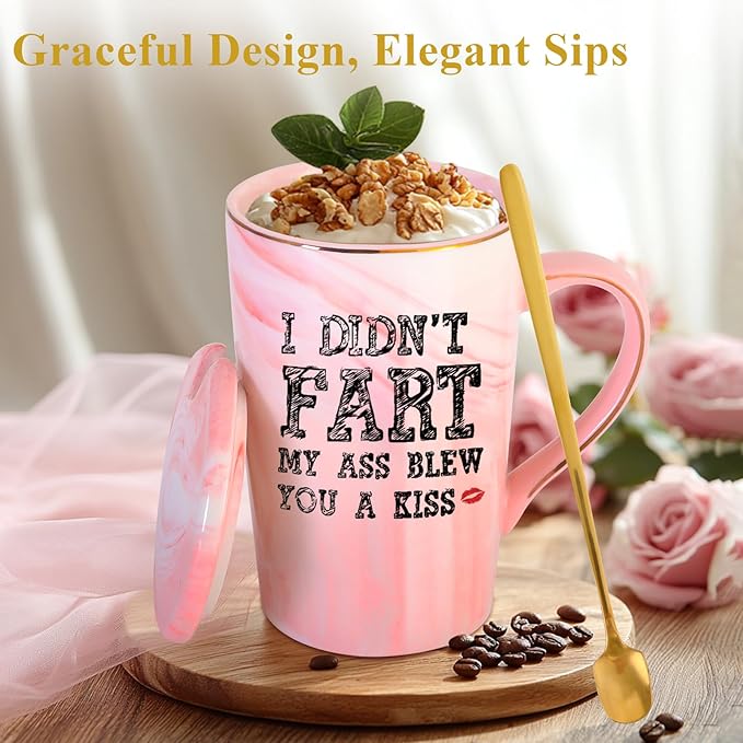Personalized Ceramic Coffee Mug with Lid Tea Cup Women White Elephant Gifts Adult Christmas Gag Funny Weird Novelty Who Have Everything Prank Good Hilarious Naughty Dirty Unisex Secret Dirty Santa