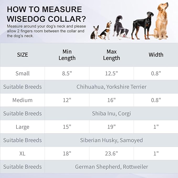 Wisedog Waterproof Dog Collar, Adjustable Soft Rubber Coated Webbing, Odor-Proof and Easy to Clean for Small Medium Large Dogs, with Airtags Case(XL|18"-23.6" × 1 in, Blue)