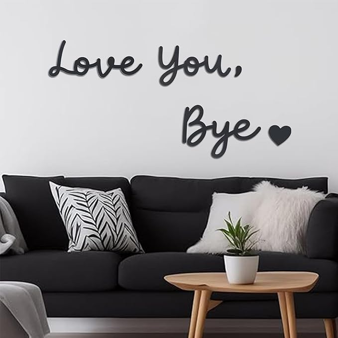 2 Pcs Love You Bye Wood Sign Above Door, Wooden Decor Sign for Home,Windows and Walls Art Decor (Black, Medium size)