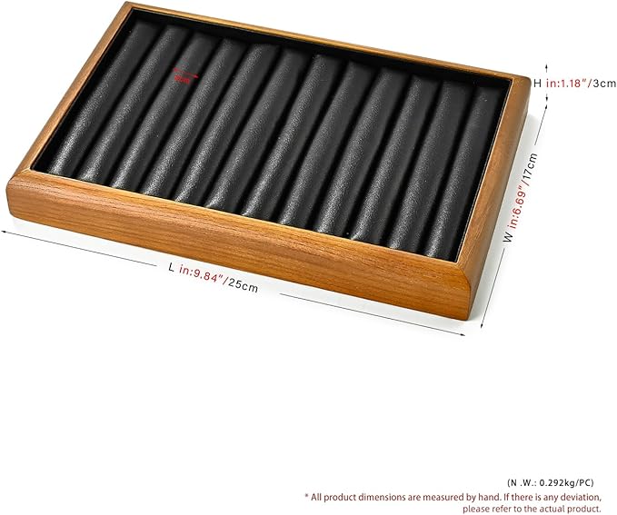 Oirlv Solid Wood 11 Slots Ring Tray Jewelry Organizer Tray Jewelry Drawer Organizer(Black)