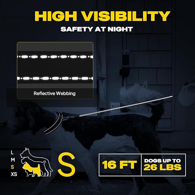 Fida Retractable Dog Leash, 16 ft Dog Walking Leash for Small Dogs up to 26lbs, Soft Grip, Tangle Free, Blue