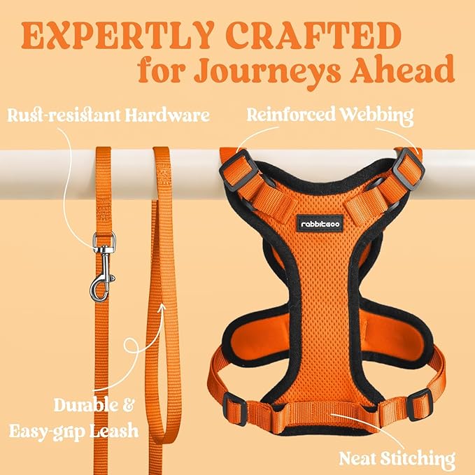rabbitgoo Cat Harness and Leash for Walking, Escape Proof Soft Adjustable Vest Harnesses for Cats, Easy Control Breathable Reflective Strips Jacket, Orange, XS