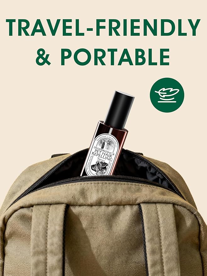 4-in-1 Pet Hair Remover & Odor Neutralizer Spray, Anti Static Wrinkle Release, Plant Based Enzymes, Safe for Pets, Fabrics & Furniture, Refresh Pine Nut Scent, 6.76 fl oz, 2 Travel Pack