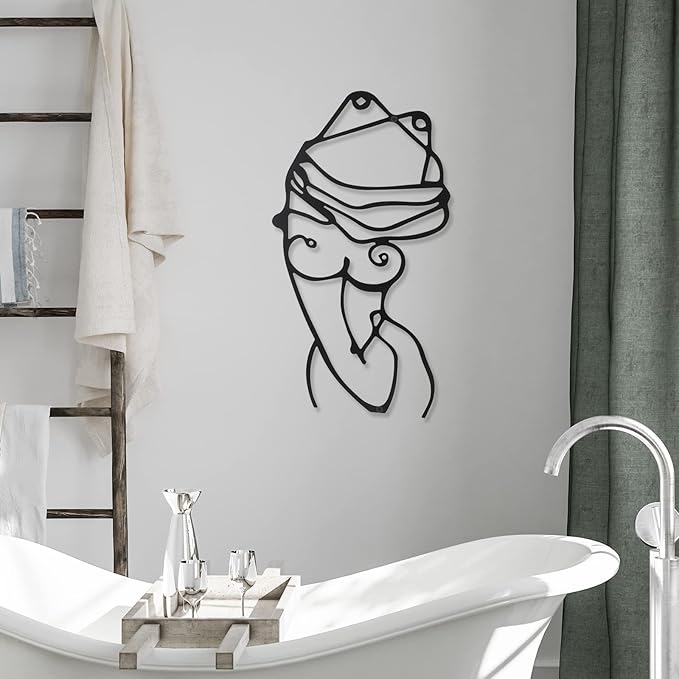 Photect 3 Pcs Metal Wall Art Decor Minimalist Abstract Woman Wall Art Metal Modern Line Drawing Decor Female Single Line Home Hanging for Bedroom Bathroom Living Room Christmas Housewarming(Lively)