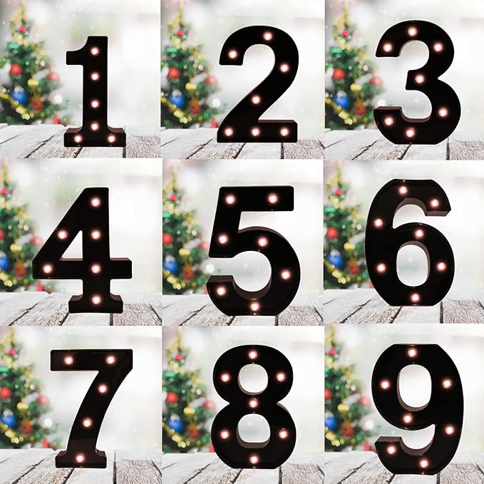 OYCBUZO Light Up Black Alphabet Marquee Number Sign LED Marquee Number Lights Sign for Night Light Home Bar Christmas Lamp Birthday Party Wedding Decoration 4