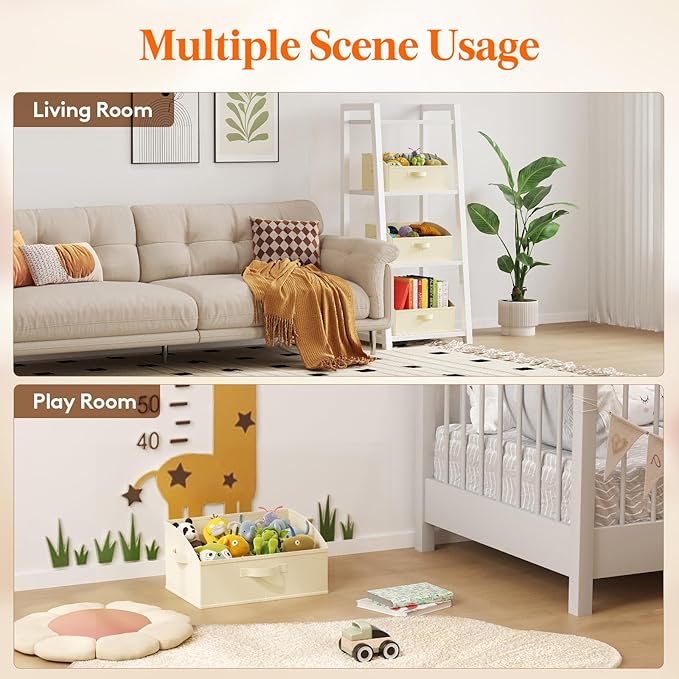 Lifewit Large Trapezoid Closet Storage Bins for Shelf, 6 Packs Non-woven Closet Organizer Baskets with Handles, Foldable Clothes Containers Boxes for Clothing, Book, Purse, 19L, Beige