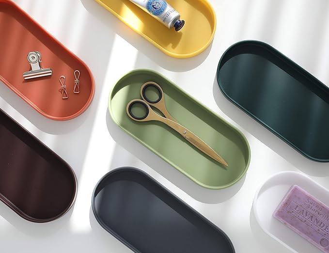 Lazy K Silicone Tray - Small Vanity Tray Organizer - Spoon Rest Holder - Multi-Purpose Modern Kitchen Sink, Bathroom, Counter Organizer (Light Grey)