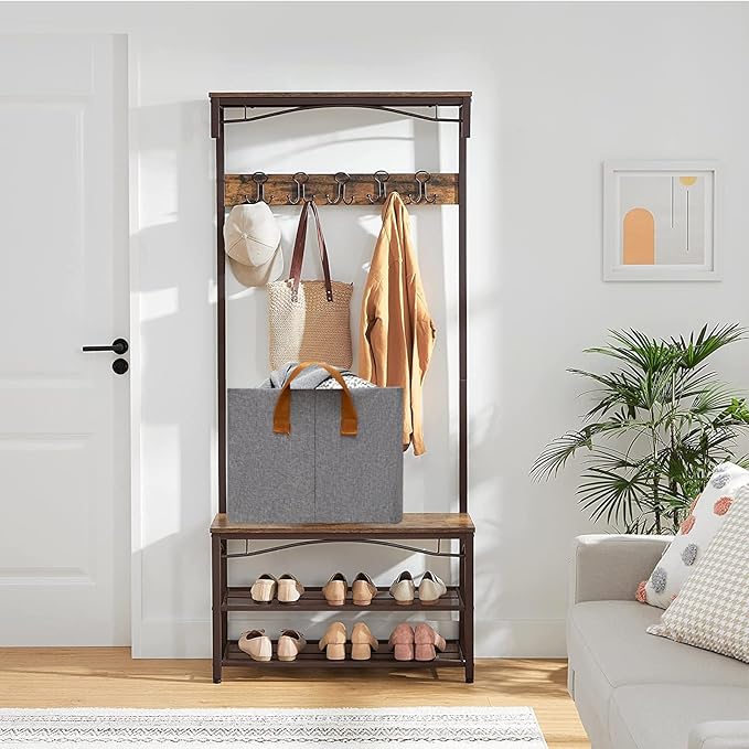 SNWDN 4 Pack Closet Cloth Storage Bins for Shelves,Large Storage Baskets for Shelves,Fabric Bins for Closet organization with Handles（Grey 17''L x 12.6''W x 7.5''H）