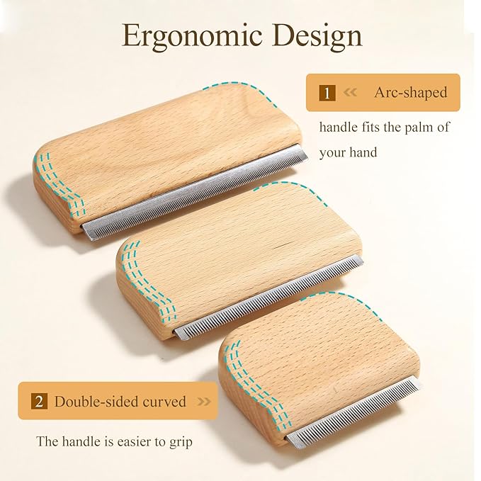 Undercoat Rake Dog Brush Dematting Comb cat shedding tool Dematting Tool Pet Brush Efficiently Detangle and Groom Coats for Large Medium Small Dogs and Cats Comb for Grooming Premium (S 3.03Inch)