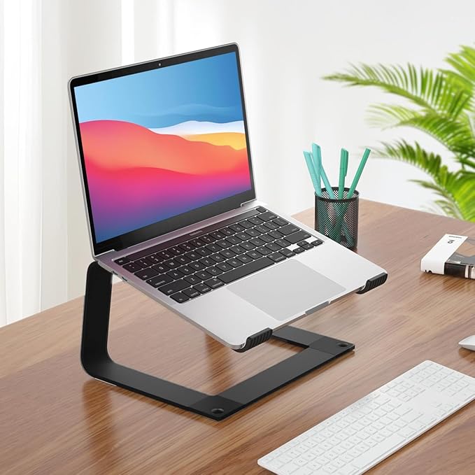 Laptop Stand for Desk Detachable Aluminum Computer Riser Portable Metal Notebook Holder Compatible with MacBook Air, Pro, Dell, HP, Lenovo and All 10-16" Laptops, Black