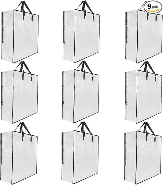 9 Pack Clear Storage Bags with Zipper and Handles, Blanket Bags For Closet Storage, Moving and Packing Supplies for College, Underbed Storage Organizer for Clothes Pillow Bedding Christmas Wreath