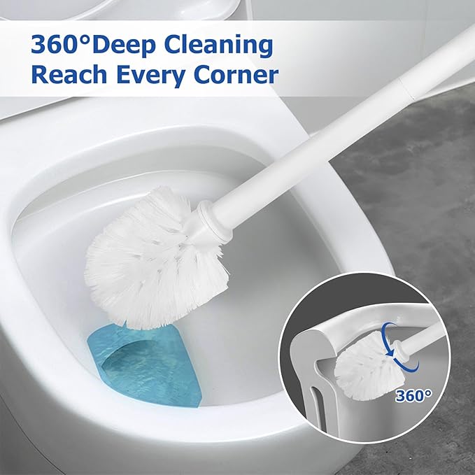 Toilet Brush and Plunger Set, 2 Packs Toilet Plungers for Bathroom Heavy Duty Toilet Bowl Brush and Holder Hidden Toilet Plunger and Brush Set for Deeply Cleaning (White)