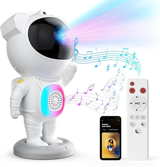 Astronaut Galaxy Projector,Space Projector,with Bluetooth Speaker and Remote Control,360° Adjustable Angle,Spaceman Star Kids Night Light, for Bedroom Ceiling Adult Birthday Valentine's Day (White)