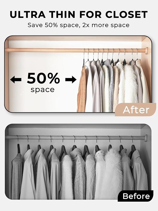 SMARTOR Plastic Hangers 50 Pack, Heavy Duty Plastic Hangers for Clothes - Non-Velvet Slim Hangers with 360° Swivel Hook & Clothes Thin Hanger - Durable Coat Hangars, Space Saving Hanger - Black