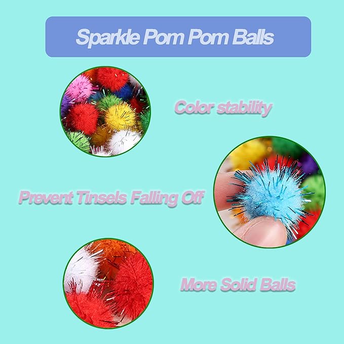 100Pcs Cat Toys Assortment - Interactive Kitten Toy Bundle with Sparkle Balls, Premium Silent Soft Pom Poms, Crinkle Balls & Spring Toys for Indoor Cats & Kittens