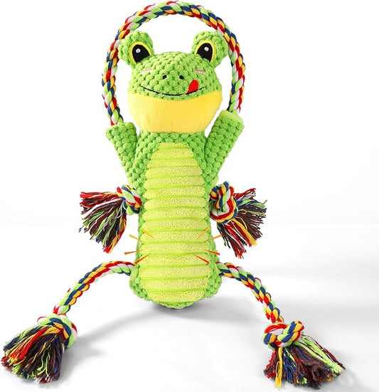 Interactive Chew Proof Dog Toys for Boredom & Anxiety - Plush with Squeaker & Crinkle Sound & Ropes for Small, Medium, Large Dogs