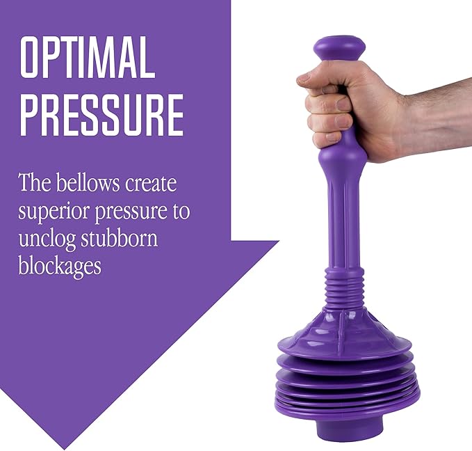 JS Jackson Supplies Professional Bellows Accordion Toilet Plunger Parent (Purple)